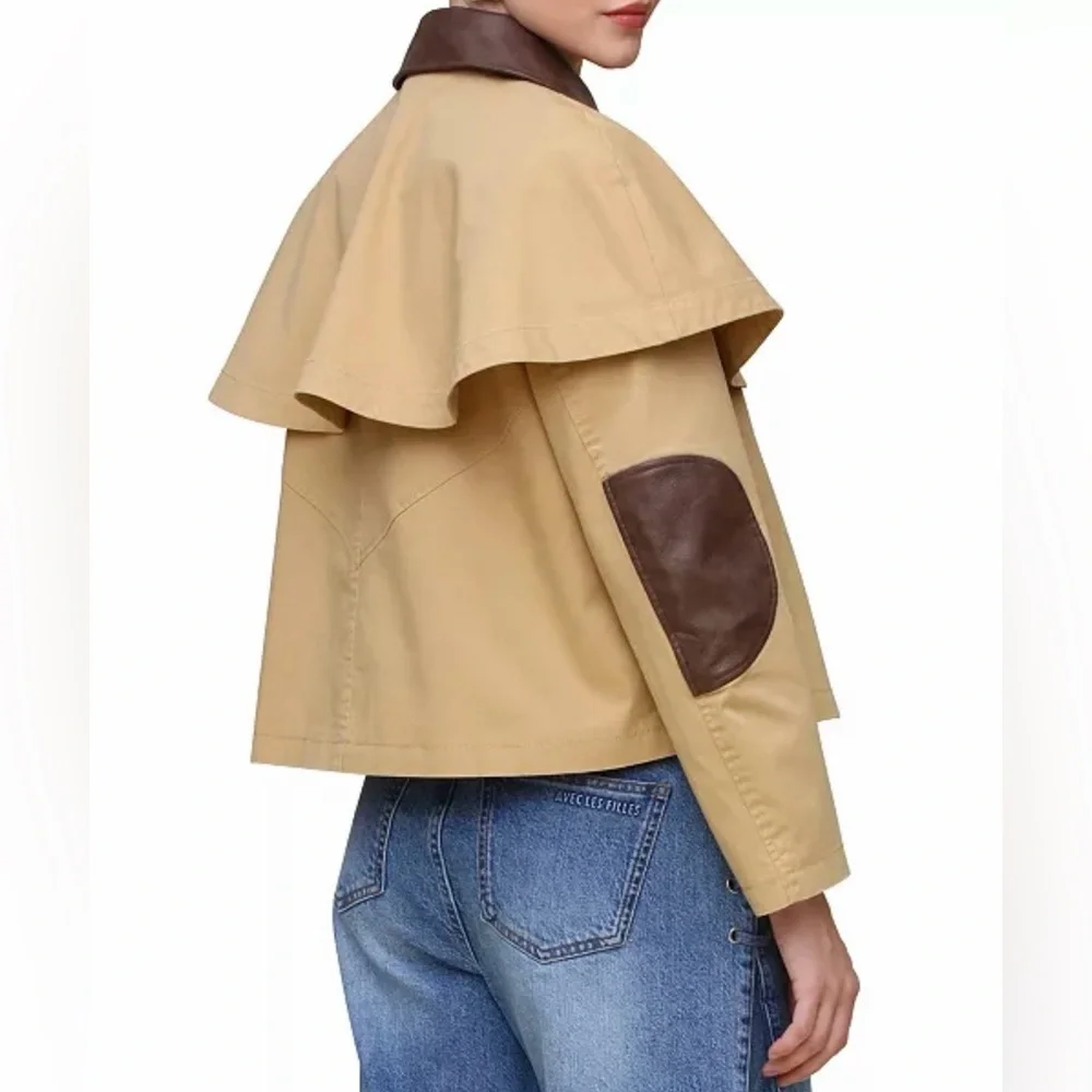 Avec Les Filles Women's Cropped Cape Trench Coat NEW With Tags Size XSmall - Picture 4 of 10